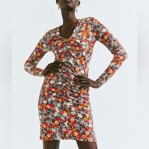 H&M Vibrant Multicolor Long Sleeve Dress